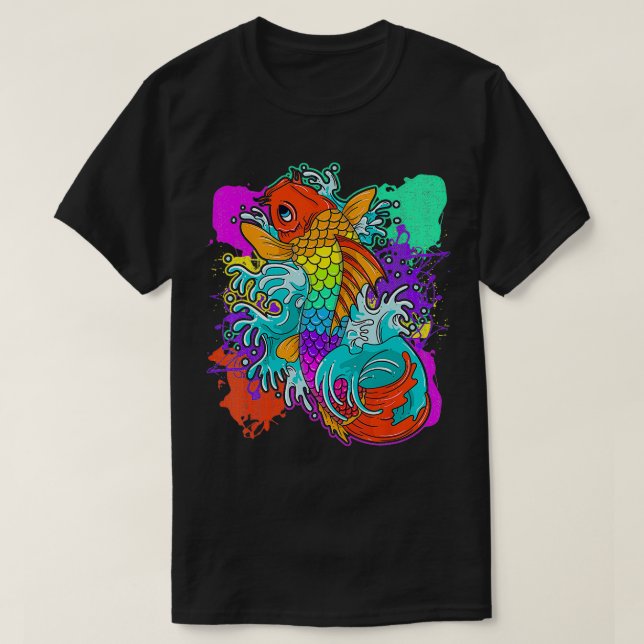 Rainbow Koi Fish Cool Japanisch Tattoo Jinli Japan T-Shirt (Design vorne)