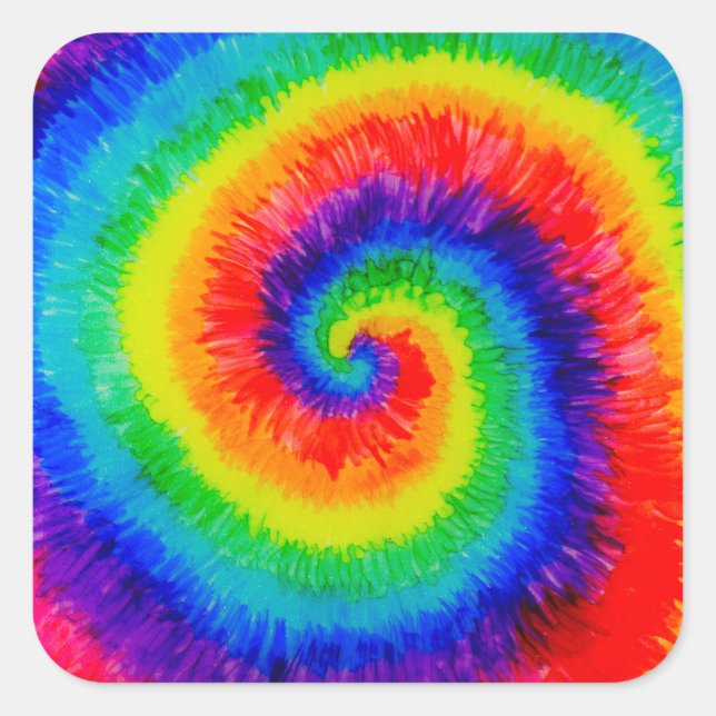Rainbow Krawatte-Dye Alcohol Tinte Gemälde Quadratischer Aufkleber (Vorderseite)