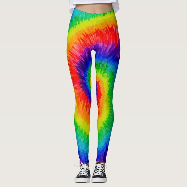 Rainbow Krawatte-Dye Alcohol Tinte Malerei Leggings (Vorderseite)