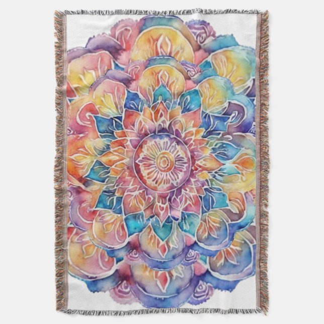 Rainbow Krawatte-Dye Mandala Decke (Vorderseite Vertikal)