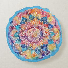 Rainbow Krawatte-Dye Mandala Rundes Kissen