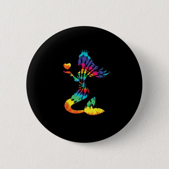 Rainbow Krawatte-Dye Mermaid Shirt in 60er 70er Re Button (Vorderseite)