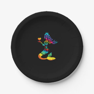 Rainbow Krawatte-Dye Mermaid Shirt in 60er 70er Re Pappteller