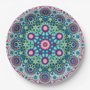Rainbow-Krawatte Geometric Mandala 5 Muster Pappteller