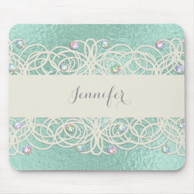 Rainbow-Kristalle auf Mint Green Mousepad (Vorne)