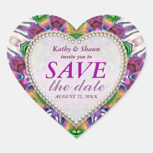 Rainbow-Kristalle Save the Date Heart Stickers