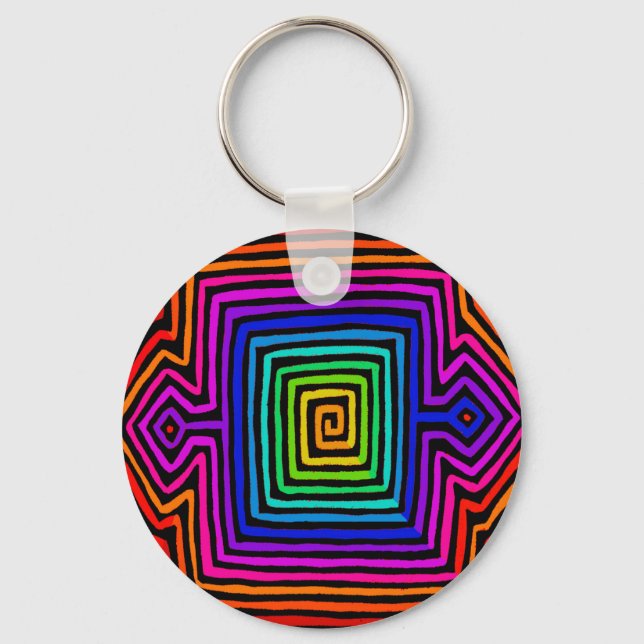 Rainbow Kuna Indian Mola Schlüsselanhänger (Vorderseite)