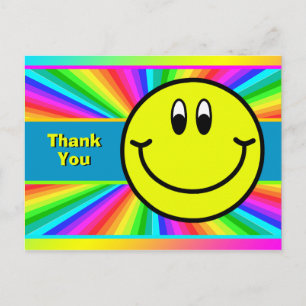 Rainbow Lächeln Gesicht Emoji Danke Postcard Postkarte