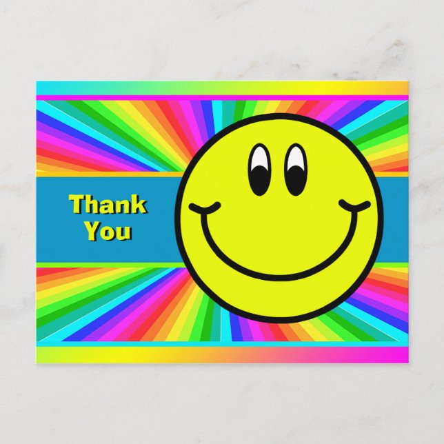Rainbow Lächeln Gesicht Emoji Danke Postcard Postkarte (Vorderseite)