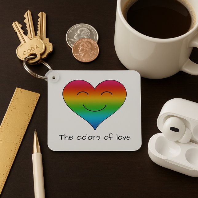 Rainbow lächelnd Herz zweiseitig Schlüsselanhänger (Von Creator hochgeladen)