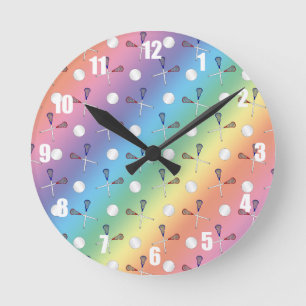 Rainbow lacrosse pattern runde wanduhr