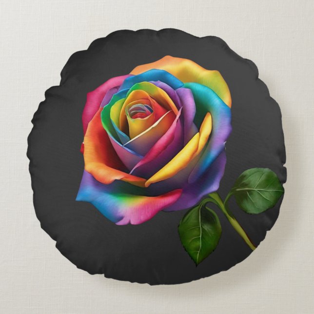 Rainbow Lange Steppe Rose- Rundes Kissen (Vorderseite)