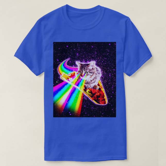 Rainbow Laser Eyes Kitty Galaxy Katze Weltraum Ca T-Shirt (Design vorne)