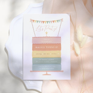 Rainbow Layer Cake Geburtstagsparty Einladung