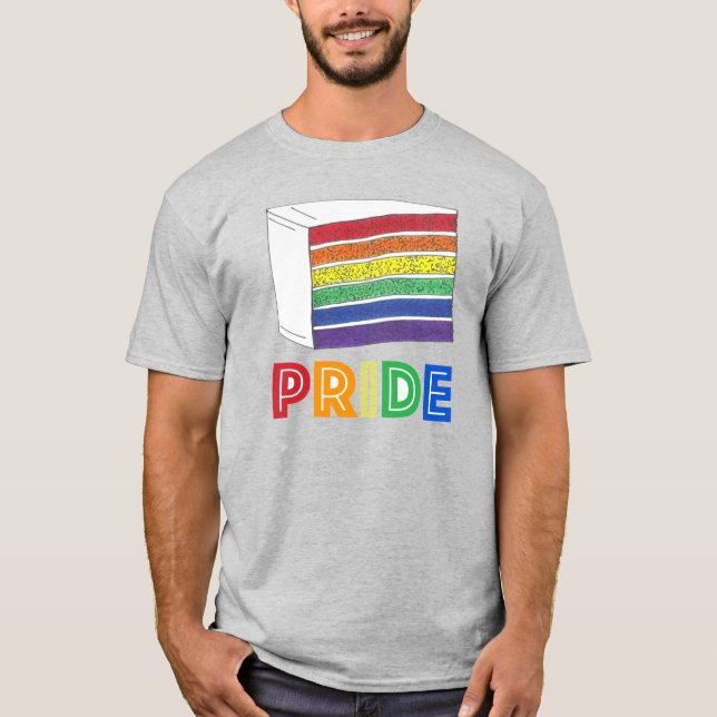 Rainbow Layer Cake Slice Heart LGBT Gay Pride Lieb T-Shirt (Vorderseite)