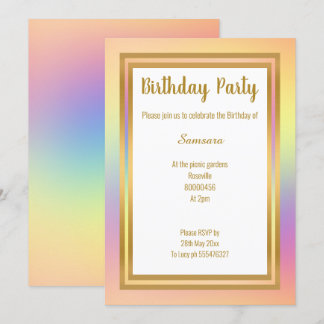 RAINBOW LAYER GOLD JEDEN ANLASS GEBURTSTAG EINLADUNG