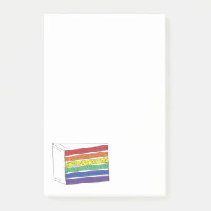 Rainbow Layer Wedding Cake Slice LGBT Gay Pride Post-it Klebezettel