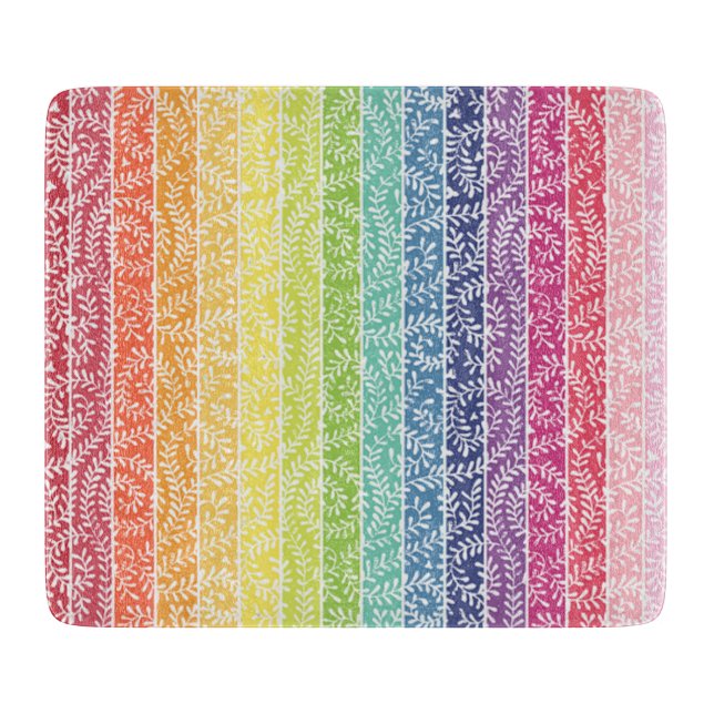 Rainbow Leaf Muster farbenfroh modern Schneidebrett (Vorderseite)
