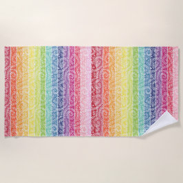 Rainbow Leaf Pattern Boho Strandtuch