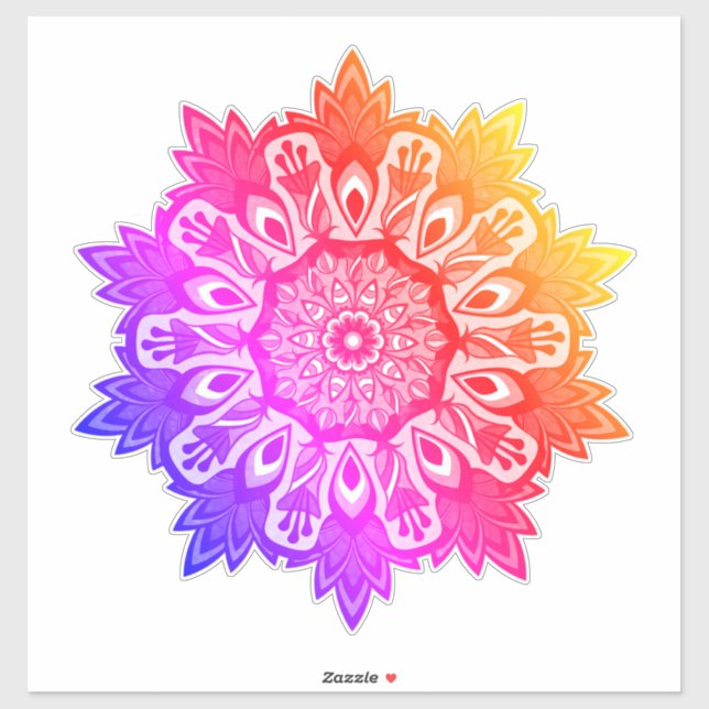 Rainbow Leaf Tropical Boho Mandala Sticker (Blatt)