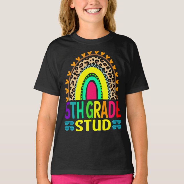 Rainbow Leopard 5. Klasse bis zur Schule T-Shirt (Vorderseite)