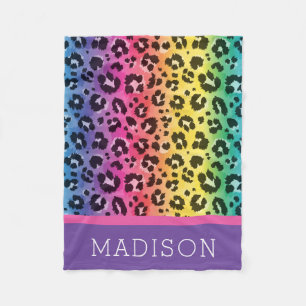 Rainbow Leopard Animal Print Muster Baby Girl Fleecedecke