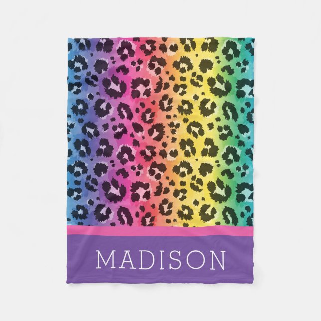Rainbow Leopard Animal Print Muster Baby Girl Fleecedecke (Vorderseite)