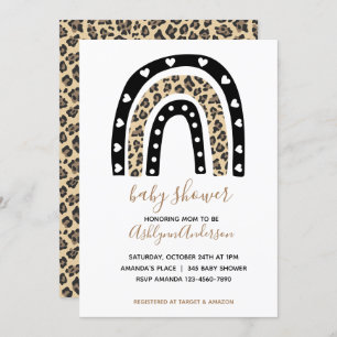 Rainbow Leopard Baby Shower Einladung