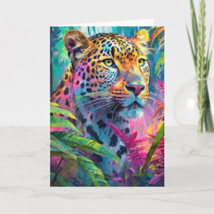 Rainbow Leopard Colorful Moderne Abstrakte Kunst Karte