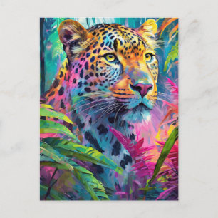 Rainbow Leopard Colorful Moderne Abstrakte Kunst Postkarte