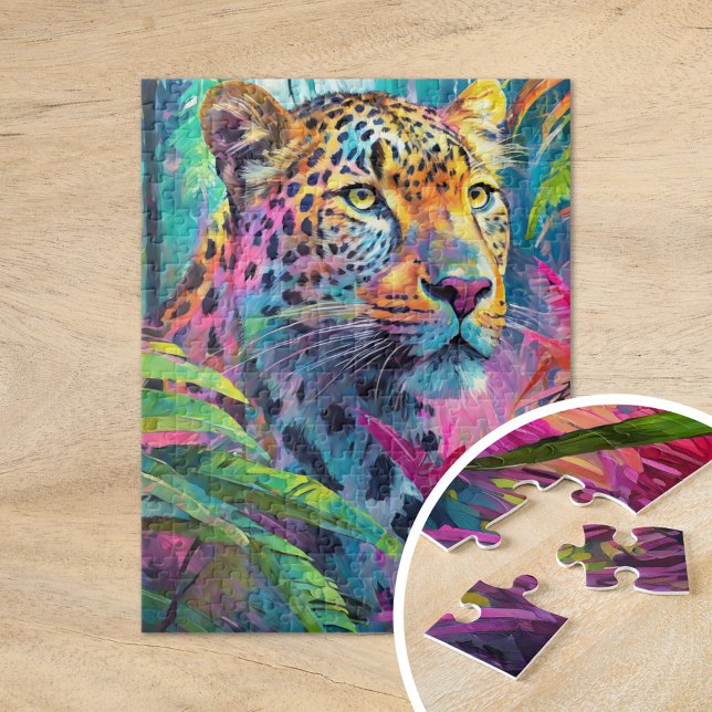 Rainbow Leopard Colorful Moderne Abstrakte Kunst Puzzle (Von Creator hochgeladen)