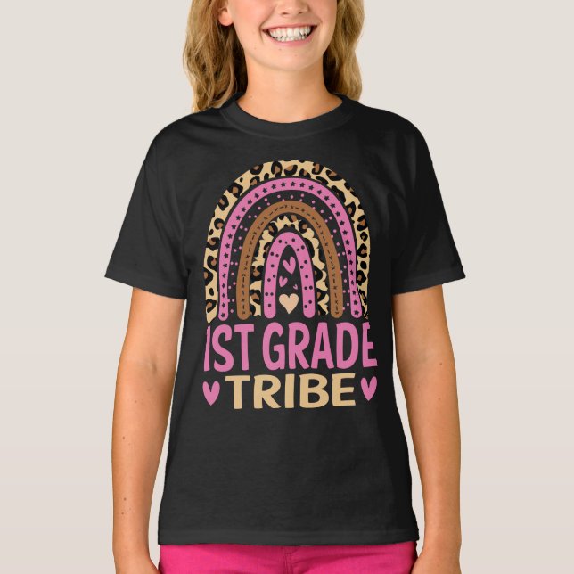 Rainbow Leopard der ersten Klasse bis zur Schule T-Shirt (Vorderseite)