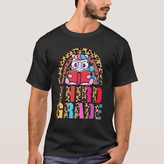 Rainbow Leopard Funny Unicorn Lehrerin T-Shirt (Vorderseite)