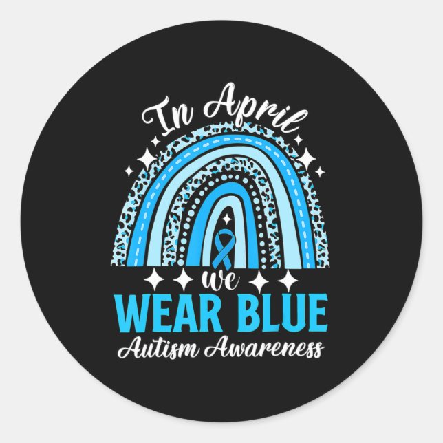 Rainbow Leopard im April tragen wir Blauautismus A Runder Aufkleber (Vorderseite)