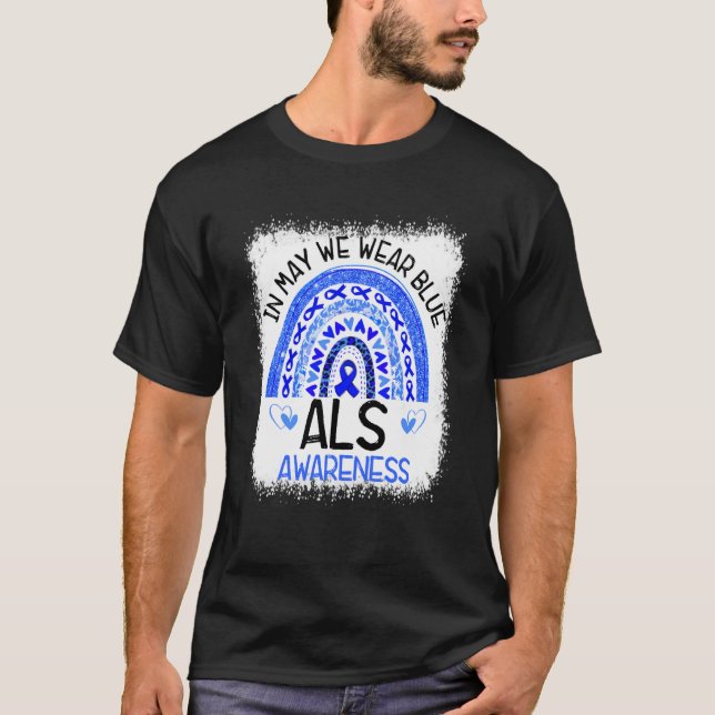 Rainbow Leopard In May We Wear Blue ALS Awareness T-Shirt (Vorderseite)