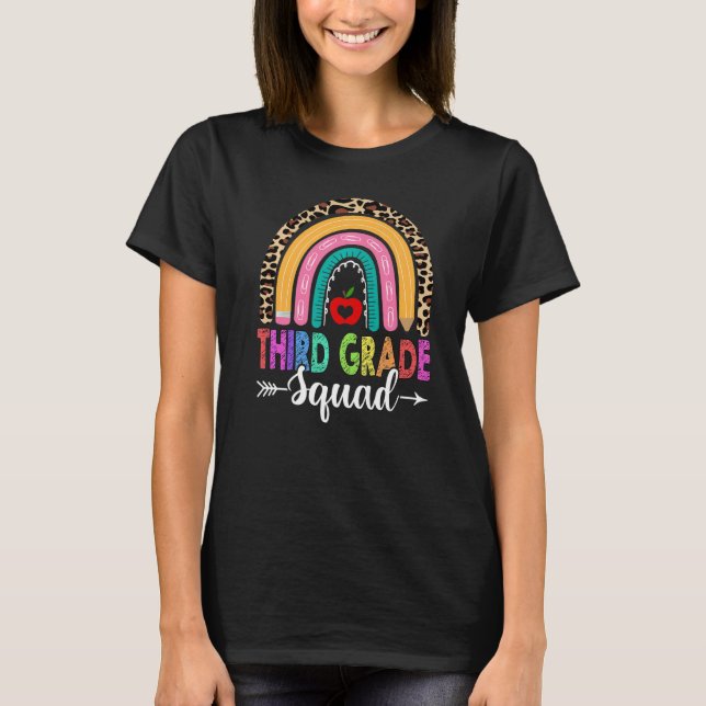 Rainbow Leopard Lehrerin zurück T-Shirt (Vorderseite)