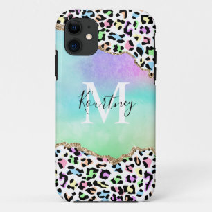 Rainbow Leopard Monogramm und Name Case-Mate iPhone Hülle