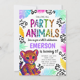 Rainbow Leopard Party Tiere Geburtstagseinladung Einladung