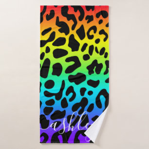 Rainbow Leopard Print Badehandtuch