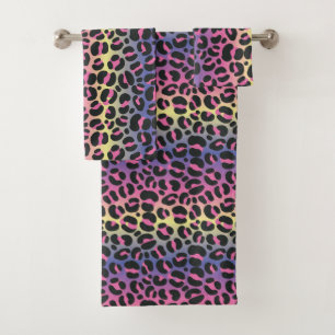 Rainbow Leopard Print Badhandtuch Set
