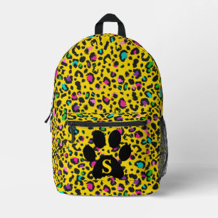 Rainbow Leopard Print Black Paw Yellow Cool Tees Bedruckter Rucksack