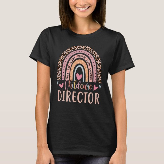 Rainbow Leopard Print Daycare P T-Shirt (Vorderseite)