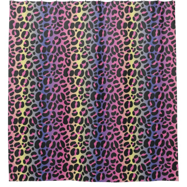 Rainbow Leopard Print Duschvorhang (Vorderseite)