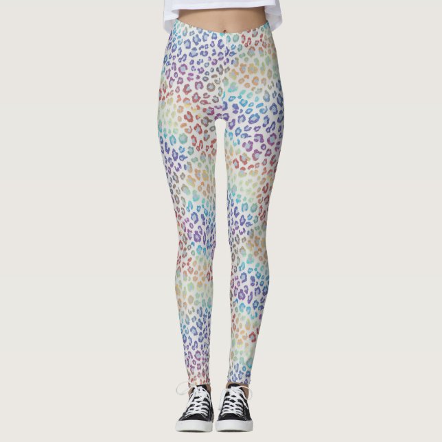 Rainbow Leopard Print Leggings | Bold Colorful (Vorderseite)