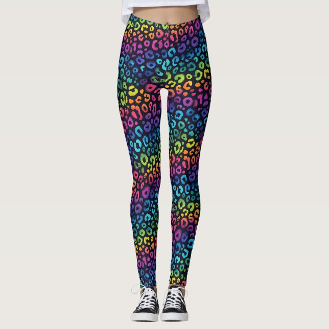 Rainbow Leopard Print Leggings | Bold Colorful (Vorderseite)