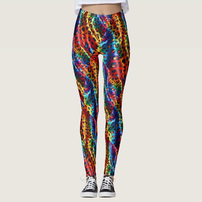 Rainbow Leopard Print Leggings | Bold Colorful (Vorderseite)