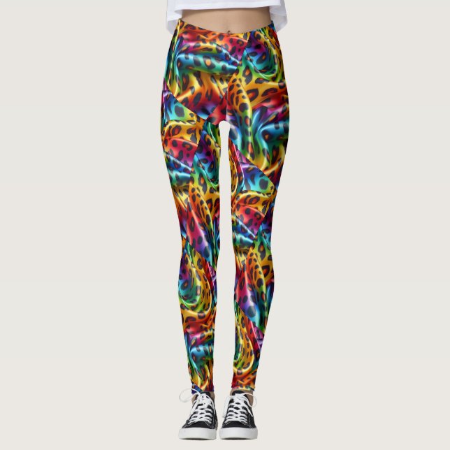 Rainbow Leopard Print Leggings | Psychedelic (Vorderseite)