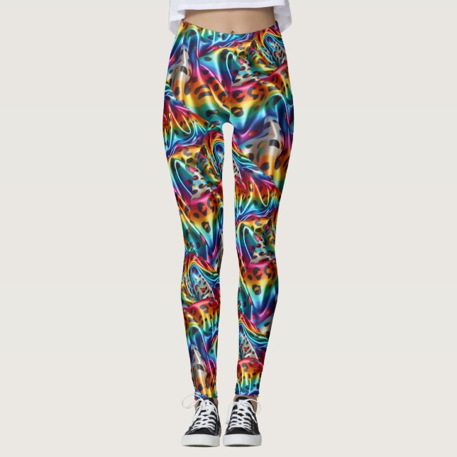 Rainbow Leopard Print Leggings | Psychedelic (Vorderseite)