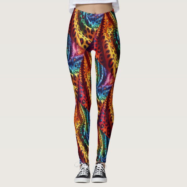 Rainbow Leopard Print Leggings | Psychedelic (Vorderseite)