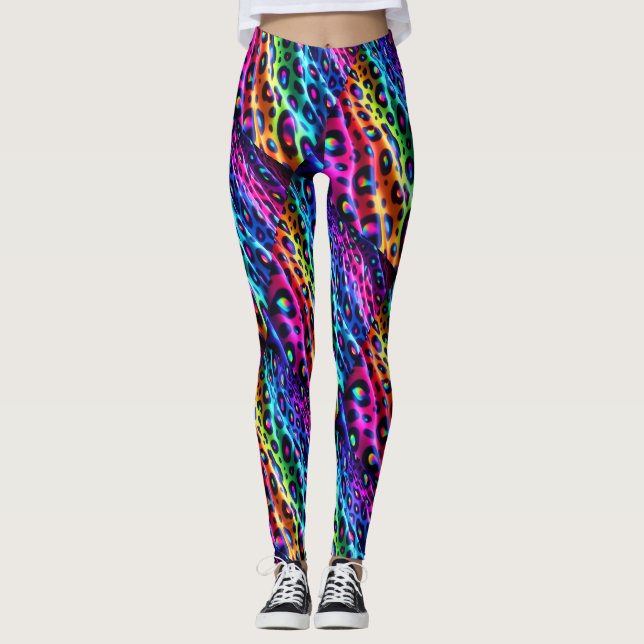 Rainbow Leopard Print Leggings | Psychedelic (Vorderseite)
